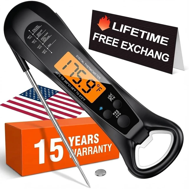 Main image of Chef Meat Thermometer Digital, 1 Sec Instant Read, NIST® Certified Accurate to ±0.5, Ultra Bright LED Screen, 100% Waterproof, Auto-Rotate, for courtyard BBQ, Turkey, Candy, Liquids, bread