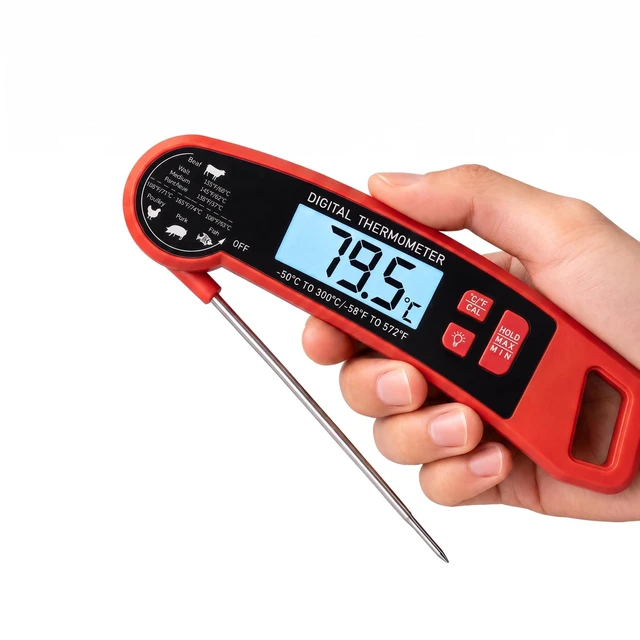 Main image of Meat Thermometer Digital Instant Read for Food, Cooking, Grill | Waterproof, Bright Backlit Display for Air Fryer, Smoker, Kitchen Gadgets, BBQ, for Dad Men Husband