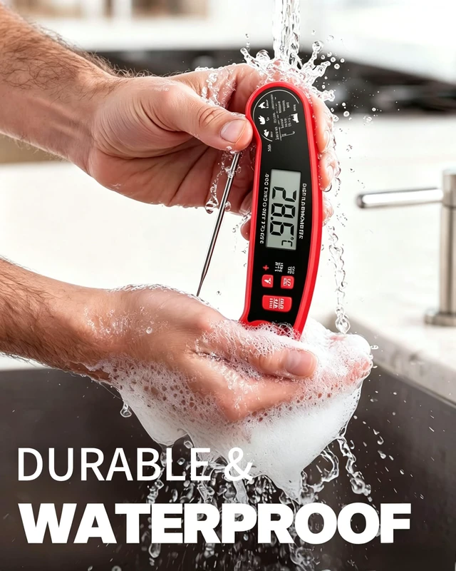 Alt view image 4 of 5 - Meat Thermometer Digital Instant Read for Food, Cooking, Grill | Waterproof, Bright Backlit Display for Air Fryer, Smoker, Kitchen Gadgets, BBQ, for Dad Men Husband