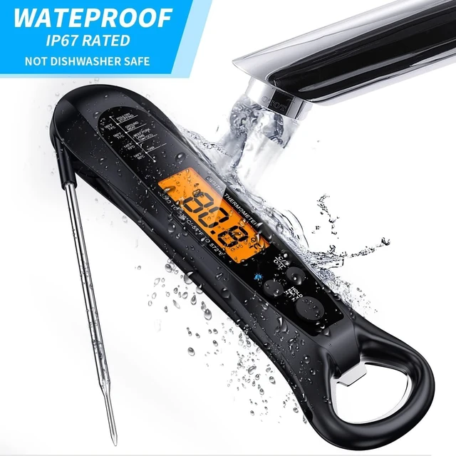 Alt view image 7 of 7 - Chef Meat Thermometer Digital, 1 Sec Instant Read, NIST® Certified Accurate to ±0.5, Ultra Bright LED Screen, 100% Waterproof, Auto-Rotate, for courtyard BBQ, Turkey, Candy, Liquids, bread