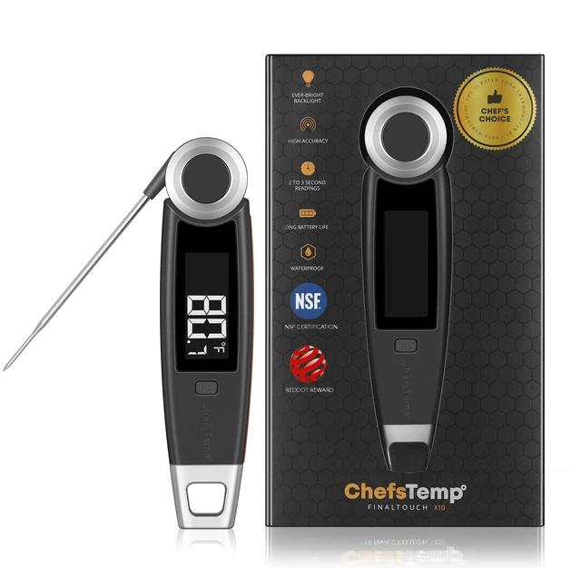 Main image of Finaltouch X10 Instant Read Digital Meat Thermometer NSF Certified | IP67 Waterproof Professional for Cooking Grilling BBQ Candy Oil with Rotating Probe and Backlit Display (Charcoal Gray)