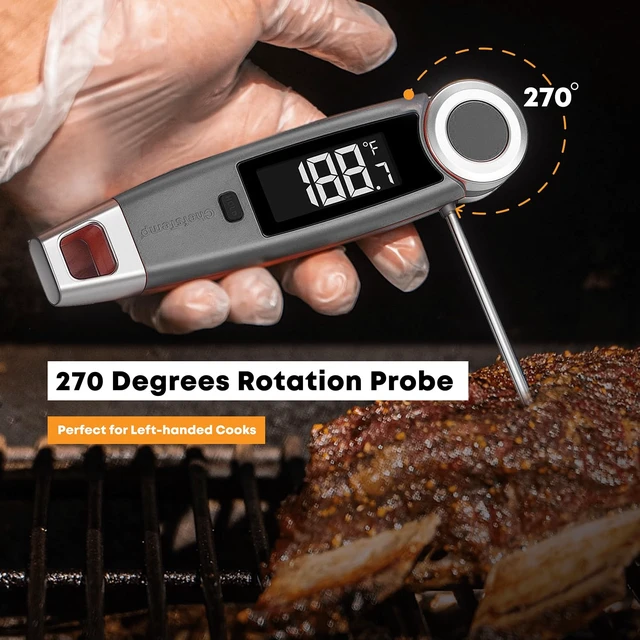 Alt view image 3 of 7 - Finaltouch X10 Instant Read Digital Meat Thermometer NSF Certified | IP67 Waterproof Professional for Cooking Grilling BBQ Candy Oil with Rotating Probe and Backlit Display (Charcoal Gray)