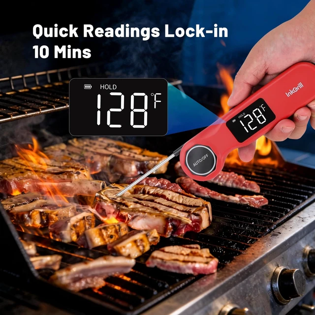 Alt view image 6 of 7 - Instant Read Grill Thermometer, ±0.5°F Accuracy Meat Thermometer | Wireless Digital Oven Meat Thermometer with Clearer Backlit Screen for Outdoor Grill BBQ Steak Turkey Rechargeable Waterproof