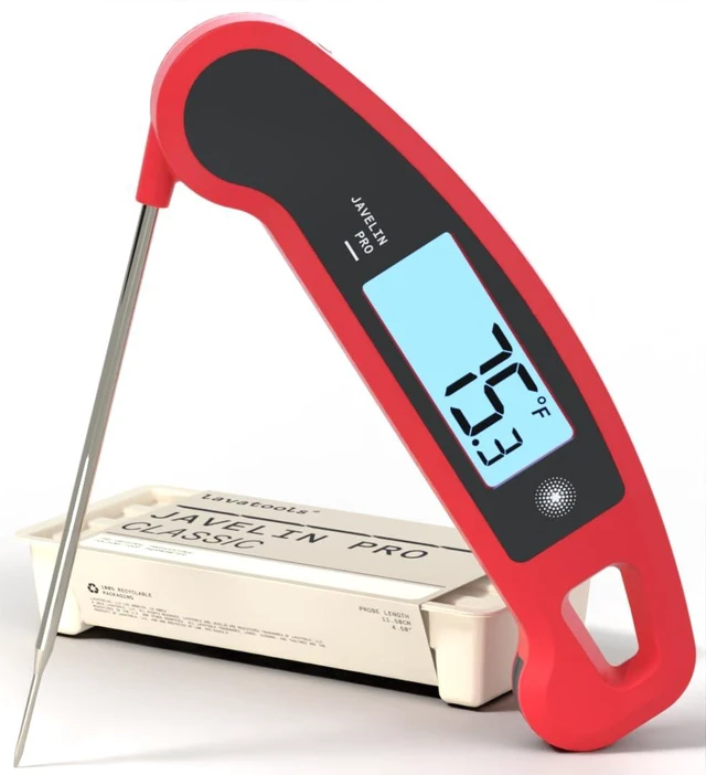 Main image of PRO Classic Ultra-Fast 2-Second Professional Digital Instant Read Meat Thermometer for Grill and Cooking, Auto-Rotating Backlit Display, IP65 Water Resistant, NSF Certified-Crimson