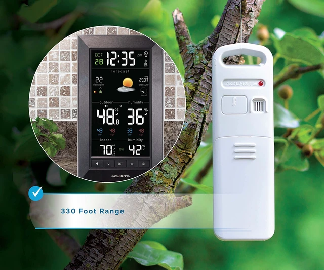 Alt view image 2 of 6 - Digital Vertical Weather Forecaster with Indoor/Outdoor Temperature, Humidity, and Date and Time (01121M), Black