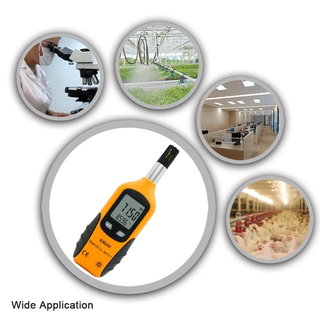 Alt view image 5 of 6 - Digital Psychrometer Thermometer Hygrometer with Backlight, Temperature and Humidity Reader Meter Thermo-Hygrometer with Dew Point and Wet Bulb Temperature, 9V Battery Included(Yellow)