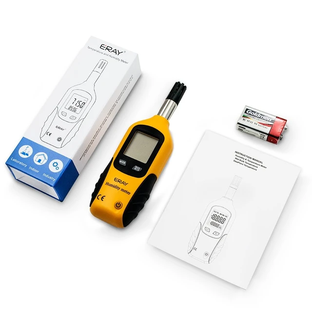 Alt view image 6 of 6 - Digital Psychrometer Thermometer Hygrometer with Backlight, Temperature and Humidity Reader Meter Thermo-Hygrometer with Dew Point and Wet Bulb Temperature, 9V Battery Included(Yellow)