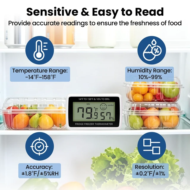 Alt view image 3 of 7 - 6 Pack Digital Hygrometer Indoor Thermometer Humidity Monitor | Humidity Meter Room Thermometer Humidity Gauge Temperature Sensor for House Kitchen Greenhouse, Magnetic, Suction Cup, Black