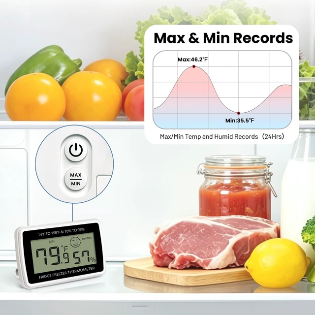 Alt view image 5 of 7 - 6 Pack Digital Hygrometer Indoor Thermometer Humidity Monitor | Humidity Meter Room Thermometer Humidity Gauge Temperature Sensor for House Kitchen Greenhouse, Magnetic, Suction Cup, Black