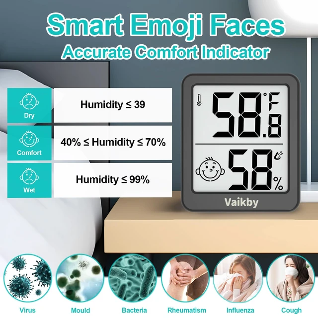 Alt view image 3 of 7 - Indoor Humidity Meter Hygrometer 3Pack, Room Thermometer for Accurate Room Temperature Monitor, Digital Hygrometer with Indoor Thermometer for Home, Baby Nursery, and Humidity Sensor Enhanced Comfort