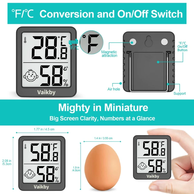 Alt view image 6 of 7 - Indoor Humidity Meter Hygrometer 3Pack, Room Thermometer for Accurate Room Temperature Monitor, Digital Hygrometer with Indoor Thermometer for Home, Baby Nursery, and Humidity Sensor Enhanced Comfort