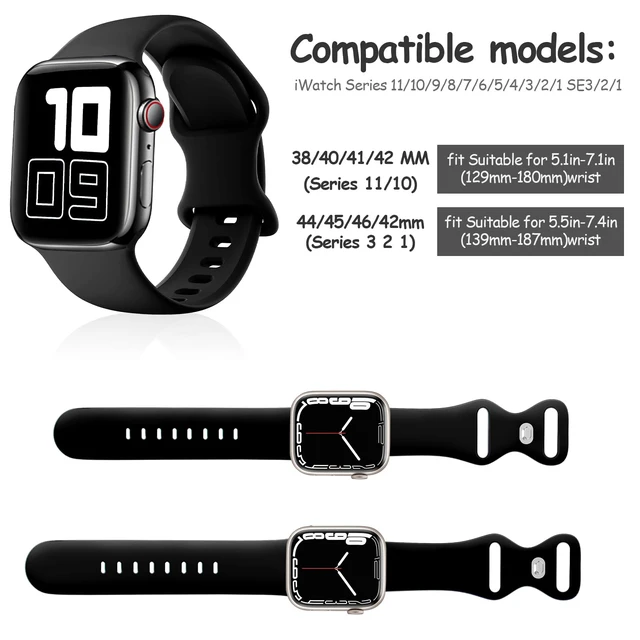 Alt view image 2 of 7 - Compatible with Kids Apple Watch Band 38/40/41/42/44/45/46mm Silicone Strap | for iWatch Series SE3 SE2 SE 11 10 9 8 7 6 5 4 3 2 1 Girls Boys Small Wrists Breathable Soft Sport Replacement Bands