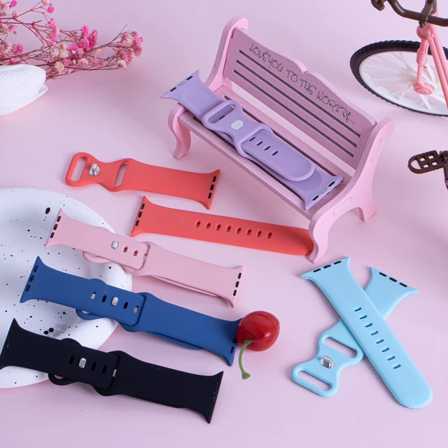 Alt view image 4 of 7 - Compatible with Kids Apple Watch Band 38/40/41/42/44/45/46mm Silicone Strap | for iWatch Series SE3 SE2 SE 11 10 9 8 7 6 5 4 3 2 1 Girls Boys Small Wrists Breathable Soft Sport Replacement Bands