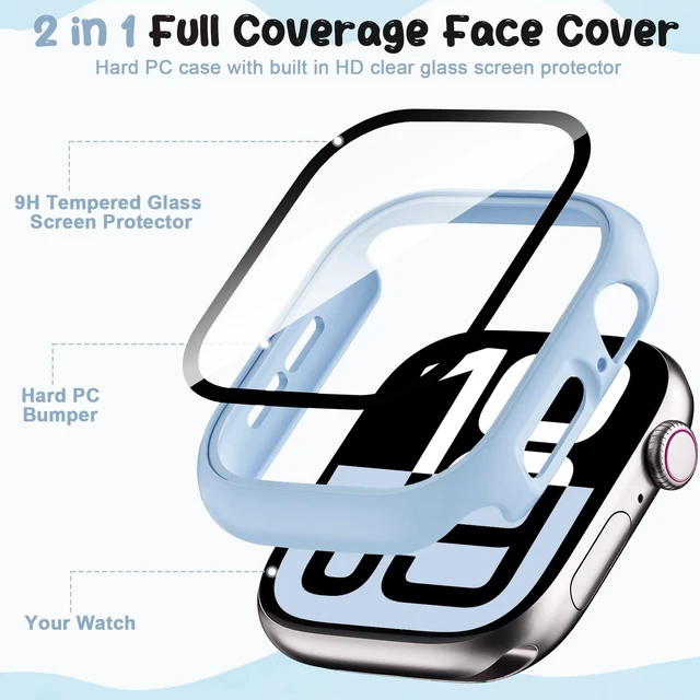 Alt view image 4 of 7 - Compatible with Kids Apple Watch Band+Case 38/40/41/42/44/45/46mm Silicone | for iWatch Series SE3 SE2 SE 11 10 9 8 7 6 5 4 3 2 1, Soft Breathable Sport Strap and Protective Cover with Tempered Glass