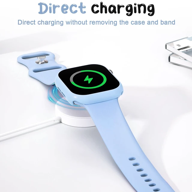 Alt view image 6 of 7 - Compatible with Kids Apple Watch Band+Case 38/40/41/42/44/45/46mm Silicone | for iWatch Series SE3 SE2 SE 11 10 9 8 7 6 5 4 3 2 1, Soft Breathable Sport Strap and Protective Cover with Tempered Glass