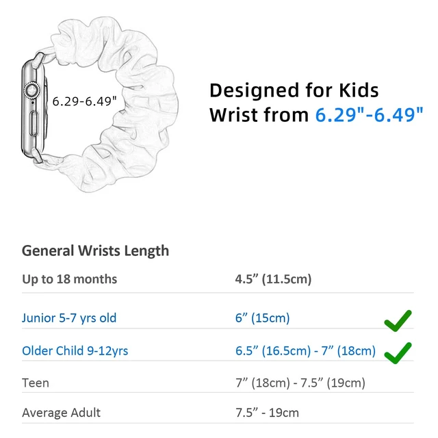 Alt view image 2 of 6 - Scrunchie Band for Kids Apple Watch Band SE3/SE2/SE & Series 11-1 | Girls Boys Soft Nylon Stretchy Strap for iWatch 38mm 40mm 41mm or 42mm 44mm 45mm 46mm