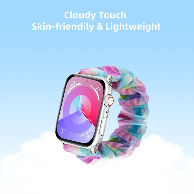 Alt view image 3 of 6 - Scrunchie Band for Kids Apple Watch Band SE3/SE2/SE & Series 11-1 | Girls Boys Soft Nylon Stretchy Strap for iWatch 38mm 40mm 41mm or 42mm 44mm 45mm 46mm