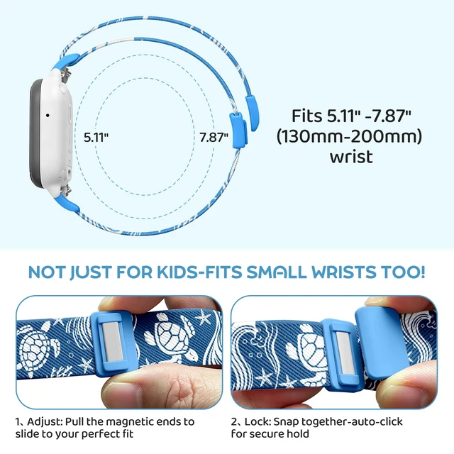 Alt view image 6 of 7 - Sea Turtle Nylon Bands for Gizmo Watch Band for Kids Compatible with Gizmo Watch 3 2 1/ Gabb Watch 3 2 1/Cosmo JrTrack Watch, Soft Cut Nylon Stretch Strap with Magnetic Clasp for Boys and Girls
