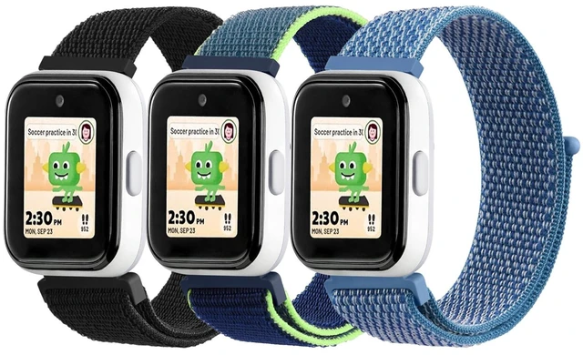 Main image of Nylon Bands for SyncUP Kids Watch 2/1 Band, Adjustable Breathable Nylon Replacement Strap Compatible with Tmobile Sync UP Kids Watch 2/1 Band (Black+Blue+Lime)