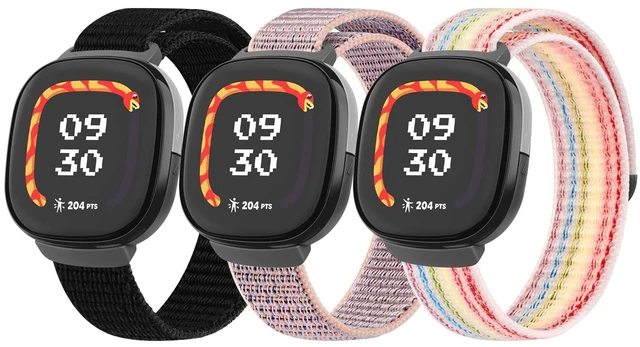 Main image of Nylon Bands Compatible with Fitbit Ace LTE, Soft Durable Breathable Sport Replacement Wristbands for Fitbit Ace LTE Band Girl Boy (Black+Pink Sand+Rainbow)