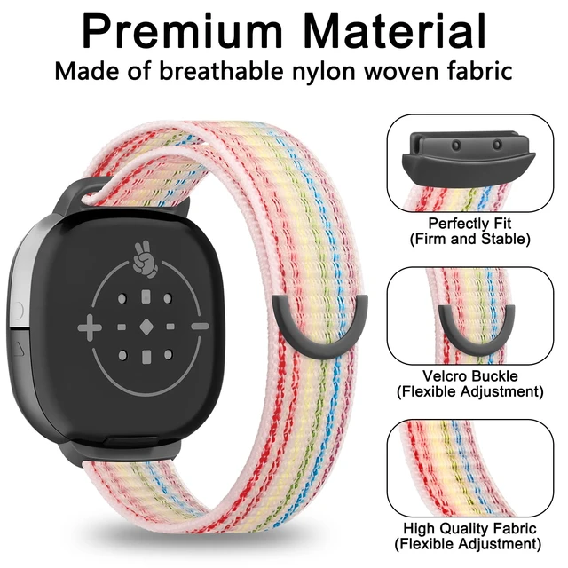 Alt view image 2 of 7 - Nylon Bands Compatible with Fitbit Ace LTE, Soft Durable Breathable Sport Replacement Wristbands for Fitbit Ace LTE Band Girl Boy (Black+Pink Sand+Rainbow)