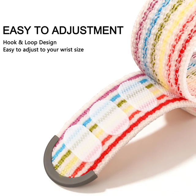 Alt view image 4 of 7 - Nylon Bands Compatible with Fitbit Ace LTE, Soft Durable Breathable Sport Replacement Wristbands for Fitbit Ace LTE Band Girl Boy (Black+Pink Sand+Rainbow)