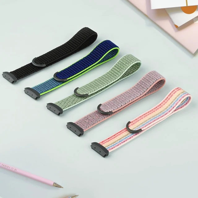 Alt view image 6 of 7 - Nylon Bands Compatible with Fitbit Ace LTE, Soft Durable Breathable Sport Replacement Wristbands for Fitbit Ace LTE Band Girl Boy (Black+Pink Sand+Rainbow)