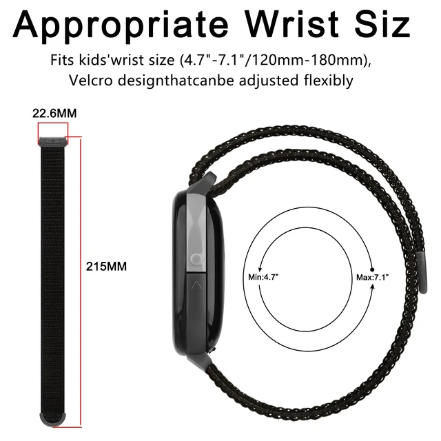 Alt view image 7 of 7 - Nylon Bands Compatible with Fitbit Ace LTE, Soft Durable Breathable Sport Replacement Wristbands for Fitbit Ace LTE Band Girl Boy (Black+Pink Sand+Rainbow)
