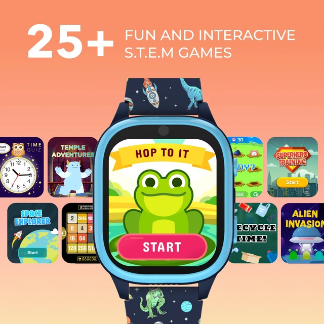 Alt view image 4 of 7 - 4 Kids Smartwatch, Educational Tech Toy25+ Games, Selfie Camera, Audiobooks, Step Tracker, WaterResistant, Parental Controls, Long Battery, Ages412 (Navy Dinosaurs)