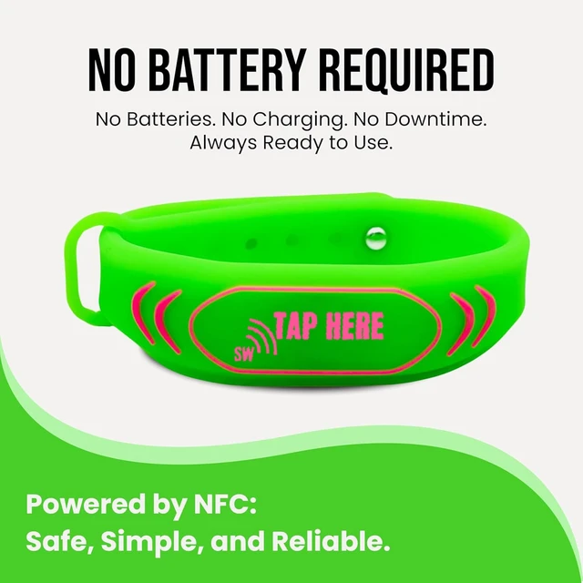 Alt view image 5 of 7 - Adjustable Kids ID Bracelet, NFC Safety Band, Waterproof, No Subscription | Waterproof silicone; not GPS; nonverbal kids medical info; tap-to-scan emergency contact; adjustable band