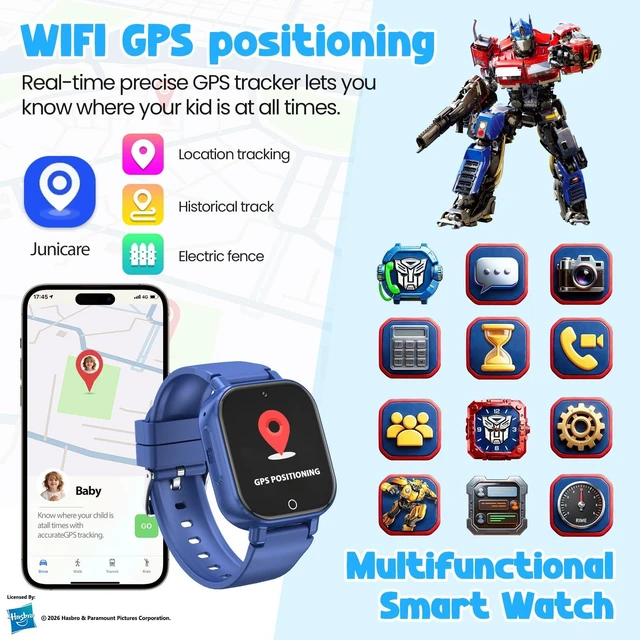 Alt view image 4 of 7 - Smart Watch for Kids, 4G Kids Smartwatch with GPS Tracker Calling (Blue) | WIFI/Voice/Video Chat/SOS/SMS-receiving IP68 Waterproof Pedometer Camera Alarm Safe Zone Smartwatch Gift for Boys Girls 4-12