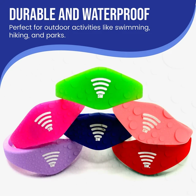 Alt view image 6 of 7 - Kids ID Bracelet, Fitted NFC Safety Wristband, Waterproof Slip-On ID Band | Waterproof silicone; not GPS; wrist or ankle wear; ideal for theme parks, travel & beaches; slip-on fit