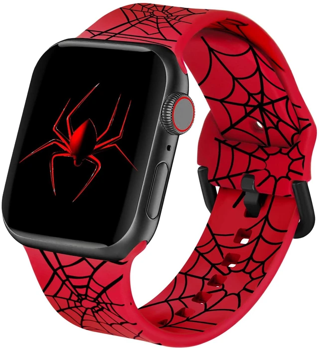 Main image of Double Sided Printed Band Compatible with Apple Watch Bands,Spider | 49mm 46mm 45mm 44mm 42mm(Series 3), Cute Silicone Band for iWatch Series 12 11 10 9 8 7 6 5 4 3/Ultra 4 3 2 1/SE, Women Men