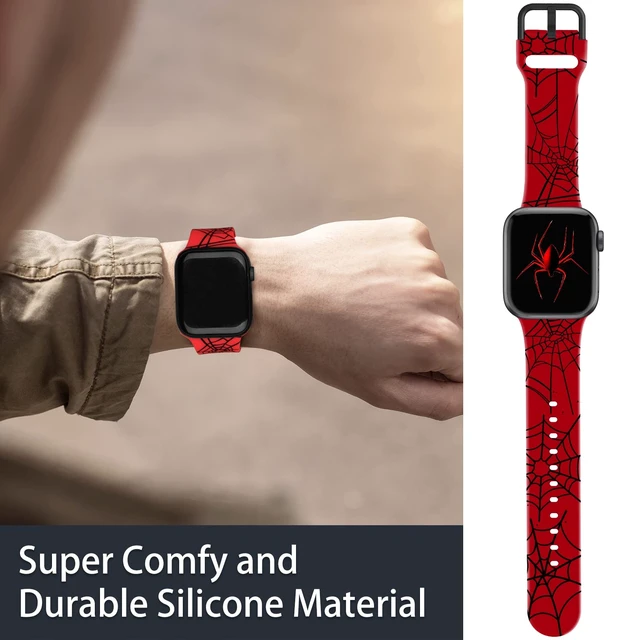 Alt view image 4 of 6 - Double Sided Printed Band Compatible with Apple Watch Bands,Spider | 49mm 46mm 45mm 44mm 42mm(Series 3), Cute Silicone Band for iWatch Series 12 11 10 9 8 7 6 5 4 3/Ultra 4 3 2 1/SE, Women Men