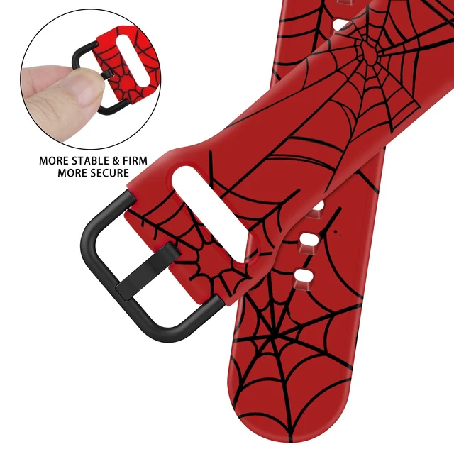 Alt view image 3 of 6 - Double Sided Printed Band Compatible with Apple Watch Bands,Spider | 49mm 46mm 45mm 44mm 42mm(Series 3), Cute Silicone Band for iWatch Series 12 11 10 9 8 7 6 5 4 3/Ultra 4 3 2 1/SE, Women Men