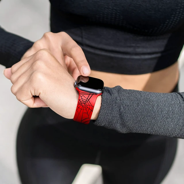 Alt view image 6 of 6 - Double Sided Printed Band Compatible with Apple Watch Bands,Spider | 49mm 46mm 45mm 44mm 42mm(Series 3), Cute Silicone Band for iWatch Series 12 11 10 9 8 7 6 5 4 3/Ultra 4 3 2 1/SE, Women Men