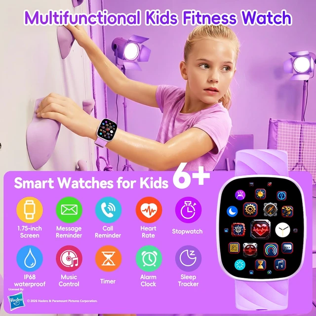 Alt view image 7 of 7 - Kids Smart Watch for Boys & Girls,1.78" HD Touchscreen Fitness Tracker with Heart Rate & Sleep Monitor, IP68 Sports Activity Watch with Pedometer, Birthday Gift for 5-16 Year Olds,Pu