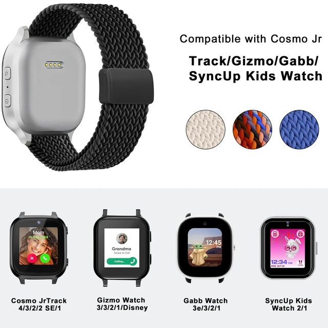 Alt view image 3 of 7 - Magnetic Braided Band Compatible with Cosmo JrTrack 5/4/3/2 SE/2/JrTrack & Gizmo Adventrue 3 3 2 1/Gabb 3e 3 2 1/SyncUP Watch 2 1, 2 Pack Soft Breathable Strap Easy Buckle for Small Wrist