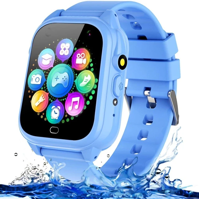 Main image of Kids Waterproof Smart Watch for Boys Girls Ages 3-12 Birthday Gifts (Blue) | 26 Games, Video Camera, 1.44" HD Touchscreen, Music Player, Alarm Clock, Flashlight, Pedometer, Calculator, Adjustable Band