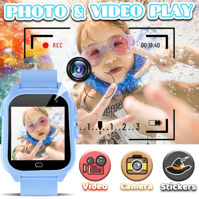 Alt view image 5 of 7 - Kids Waterproof Smart Watch for Boys Girls Ages 3-12 Birthday Gifts (Blue) | 26 Games, Video Camera, 1.44" HD Touchscreen, Music Player, Alarm Clock, Flashlight, Pedometer, Calculator, Adjustable Band