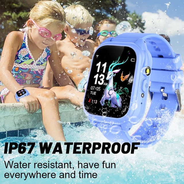Alt view image 3 of 7 - Kids Waterproof Smart Watch for Boys Girls Ages 3-12 Birthday Gifts (Blue) | 26 Games, Video Camera, 1.44" HD Touchscreen, Music Player, Alarm Clock, Flashlight, Pedometer, Calculator, Adjustable Band