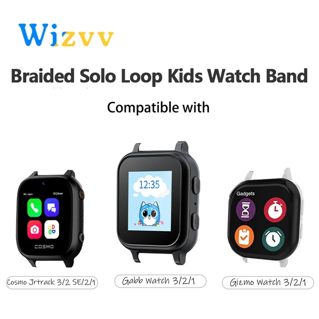 Alt view image 4 of 7 - 2 Pack Stretchy Nylon Braided Band for Kids - Compatible with Gizmo Watch 3 2 1/Cosmo JrTrack 5 4 3 2SE 2 1/SyncUP/Gabb 3e 3 2 1/Garmin Bounce Smart Watch Wristband Replacement Straps for Boys Girls
