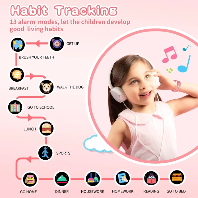 Alt view image 4 of 7 - Kids Smart Watches Girls Age 6-12, 26 Games Touchscreen Kids Watch with Video Camera Music Player Learning Cards Audiostory Flashlight 12/24 hr Educational Toys Birthday Gifts for Girls Ages 6 7 8