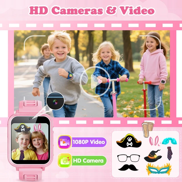 Alt view image 4 of 7 - Smart Watch for Kids Girls Gift Age 3-12 with 39 Games Alarm Clock Camera | Music Player, Pedometer, Flashlight, 12/24 hr, HD Touch Screen Kids Smart Watch, Birthday Toys for Girls Ages 4 5 6 7 8 9 10