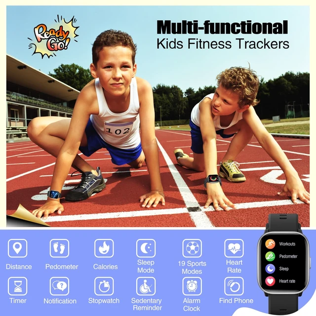 Alt view image 2 of 7 - Kids Watch for Boys Girls with IP68 Waterproof, Girls Smart Watch with 19 Sports Modes, Sleep Tracking, Pedometer, Stopwatch, Kids Activity Tracker, Birthday Gifts for Boys Age 6-15 Years Old
