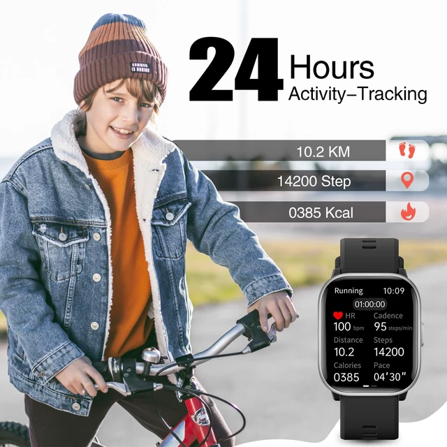 Alt view image 4 of 7 - Kids Watch for Boys Girls with IP68 Waterproof, Girls Smart Watch with 19 Sports Modes, Sleep Tracking, Pedometer, Stopwatch, Kids Activity Tracker, Birthday Gifts for Boys Age 6-15 Years Old