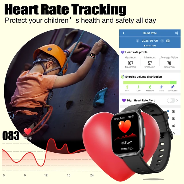 Alt view image 6 of 7 - Kids Watch for Boys Girls with IP68 Waterproof, Girls Smart Watch with 19 Sports Modes, Sleep Tracking, Pedometer, Stopwatch, Kids Activity Tracker, Birthday Gifts for Boys Age 6-15 Years Old