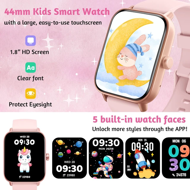 Alt view image 2 of 7 - Kids Smart Watch, Fitness Tracker No Phone Need, IP68 Waterproof Swimming Smartwatch, 1.8'' Fitness Activity Tracker Watch 100 Sports Modes, Alarm, HR & Sleep Monitor Pedometer for 7+ Boys Girls Teens