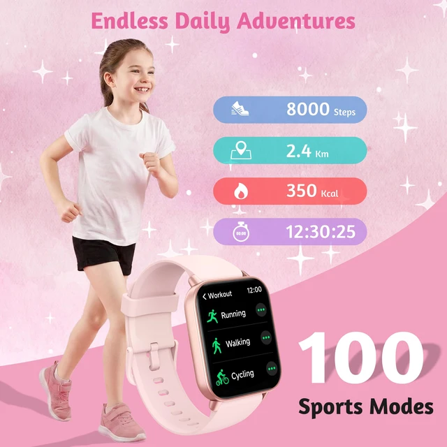 Alt view image 3 of 7 - Kids Smart Watch, Fitness Tracker No Phone Need, IP68 Waterproof Swimming Smartwatch, 1.8'' Fitness Activity Tracker Watch 100 Sports Modes, Alarm, HR & Sleep Monitor Pedometer for 7+ Boys Girls Teens