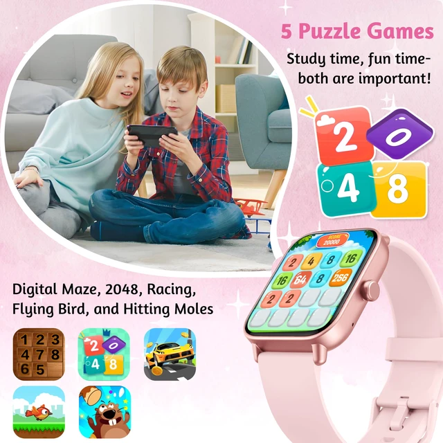 Alt view image 6 of 7 - Kids Smart Watch, Fitness Tracker No Phone Need, IP68 Waterproof Swimming Smartwatch, 1.8'' Fitness Activity Tracker Watch 100 Sports Modes, Alarm, HR & Sleep Monitor Pedometer for 7+ Boys Girls Teens